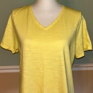 Talbots Women’s Yellow V-Neck Short Sleeve T-Shirt Top size L excellent